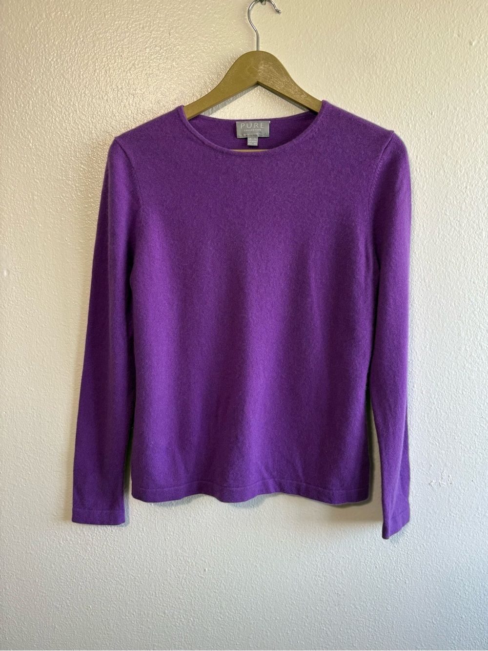 PURE Collection Size 8/10 Cashmere Purple Knit Sweater Cozy Soft Colorful Preppy